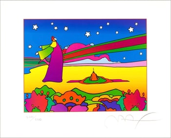 Peter Max, Two Cosmic Sages, Ver. II, Hand Signed, Official Limited Edition Lithograph