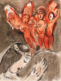 Marc Chagall, Sarah and the Angels (Mourlot 117-46; Cramer 25), Drawings from the Bible, Verve: