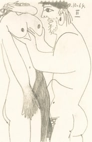 Pablo Picasso, 8.10.64. II (Cramer 148), Le Gout du Bonheur, Limited Edition Mixed Media Lithograph