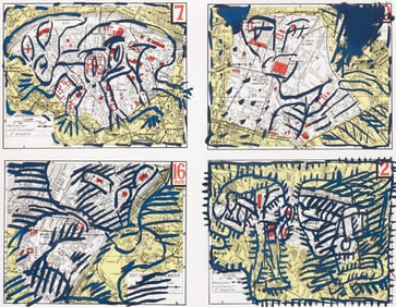 Pierre Alechinsky, Quatre arrondissements (C/C 417), Hommage a Aime et Marguerite Maeght, Derriere