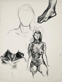 Ian Hornak, Renaissance Female Nude Figure Study, 1963, Original Drawing