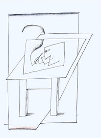 Saul Steinberg, Composition, Derriere le miroir, Limited Edition Lithograph