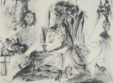 Pablo Picasso, Composition (Orozco 238), Picasso, La flute double, Limited Edition Lithograph