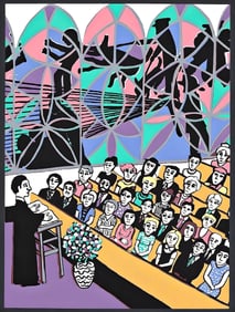 Faith Ringgold, Police Brutality Viewed Thru Stained Glass, Letter from Birmingham City Jail,