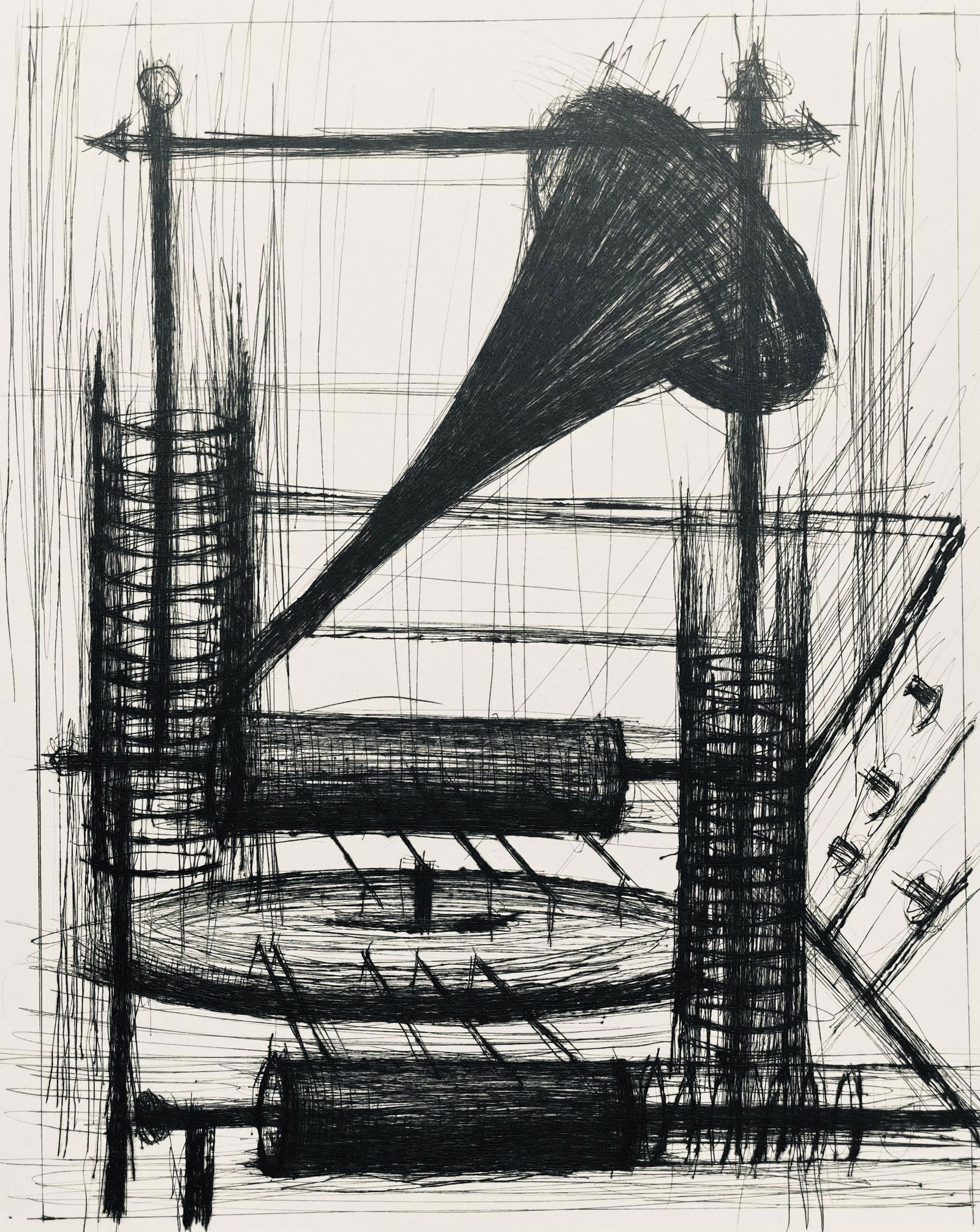 Bernard Buffet, Composition (Reinz 208-222), Voyages Fantastiques, Limited Edition Etching (1 of 4)