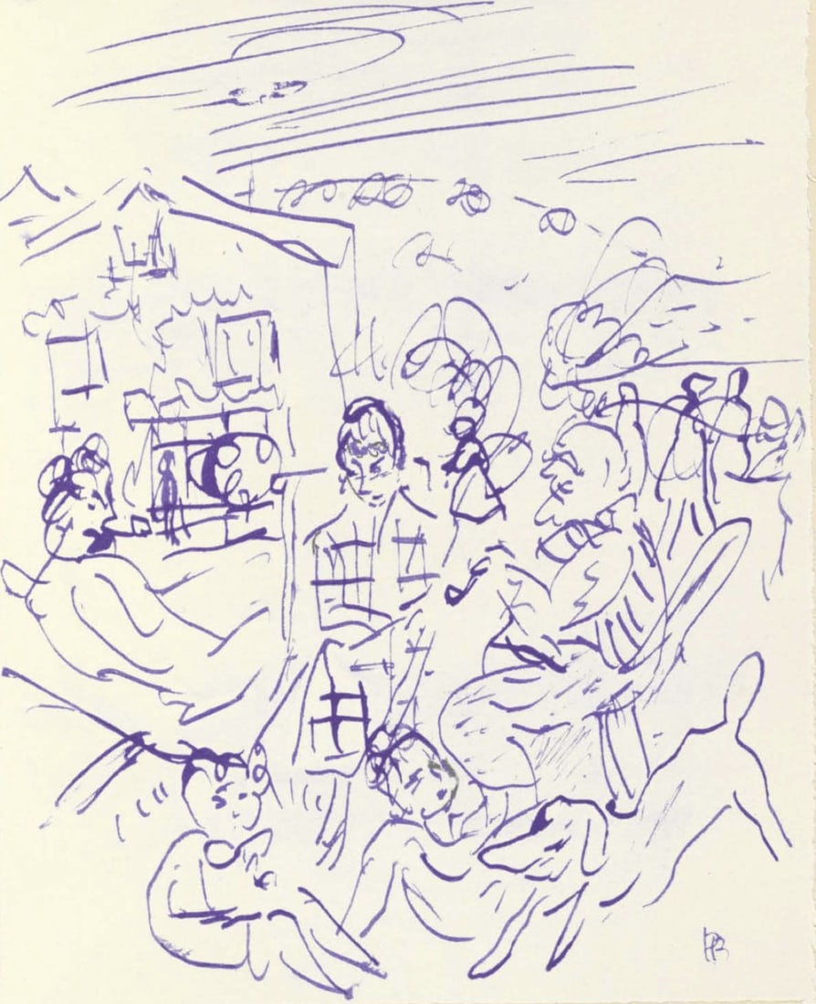 Pierre Bonnard, Composition (Terrasse 54), Pierre Bonnard Correspondences, Limited Edition: Lithograph on velin d'Arches paper, mounted on velin d'Arches supporting sheet, as issued. Inscription: Unsigned and unnumbered. Paper Size: 12 x 8.5 inches. Excellent condition. Notes: From the album