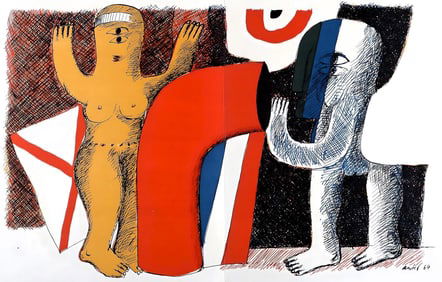 Horst Antes, Composition, Suites no8, Rencontres, Limited Edition Lithograph