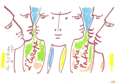 Jean Cocteau, Composition, Nous croyons en l'Europe, Limited Edition Silkscreen