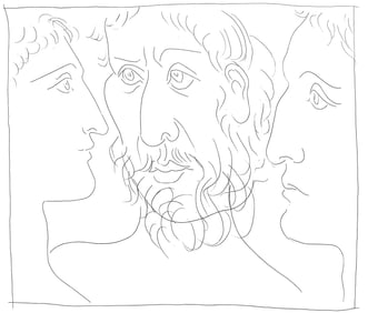 Pablo Picasso, Trois tetes d'homme, Les Metamorphoses, Limited Edition Lithograph