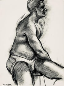 Ian Hornak, Renaissance Male Nude Figure Study, 1963, Original Drawing