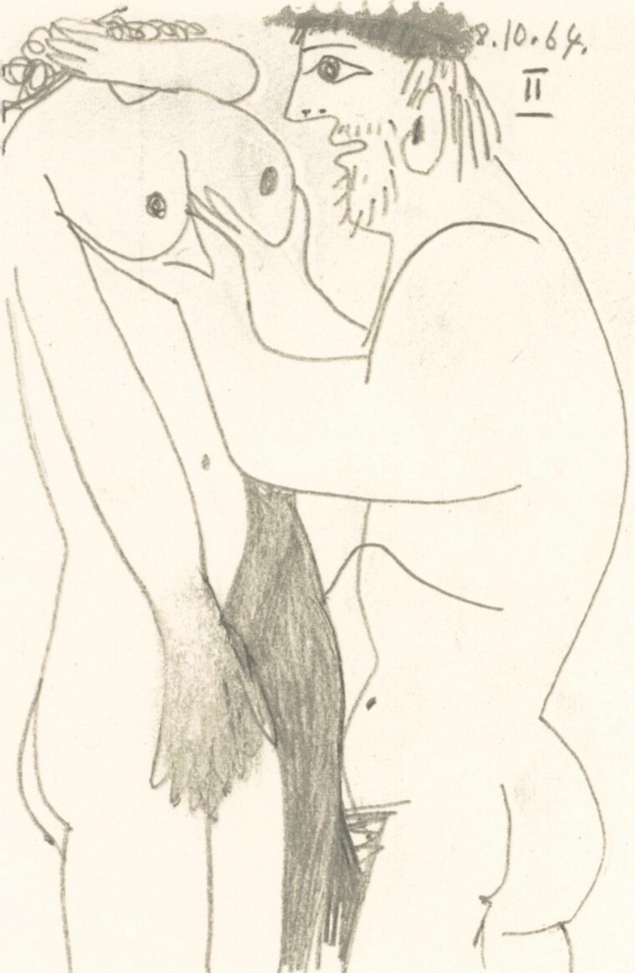 Pablo Picasso, 8.10.64. II (Cramer 148), Le Gout du Bonheur, Limited Edition Mixed Media Lithograph (1 of 4)