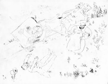 Marc Chagall, La britchka s'est renversee (Cramer 17), Nicolas Gogol, Les Ames mortes, Limited