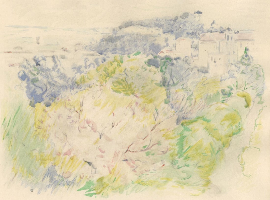 Berthe Morisot, Montagne du Chateau a Nice vu de Cimiese, Berthe Morisot Seize Aquarelles, Limited (1 of 4)
