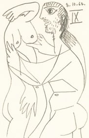 Pablo Picasso, 8.10.64. IX (Cramer 148), Le Gout du Bonheur, Limited Edition Mixed Media Lithograph