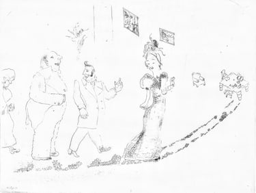 Marc Chagall, On passe a table (Cramer 17), Nicolas Gogol, Les Ames mortes, Limited Edition Etching,