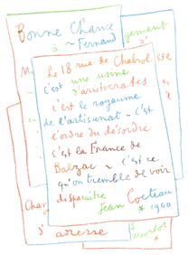 Jean Cocteau, Manuscrit, Souvenirs et Portraits d'Artistes, Limited Edition Lithograph