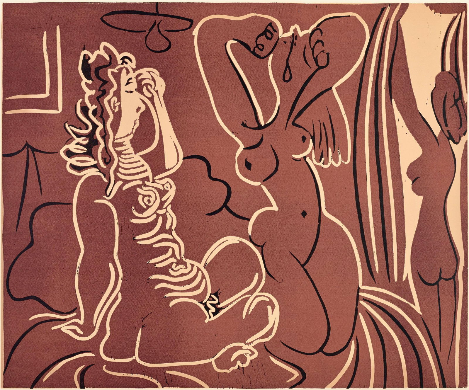 Pablo Picasso, Trois femmes (Orozco 214), Grabados al linoleo, Limited Edition Linocut (1 of 4)