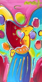 Peter Max, Angel with Heart, Ver. I, Hand Signed, Acrylic Painting