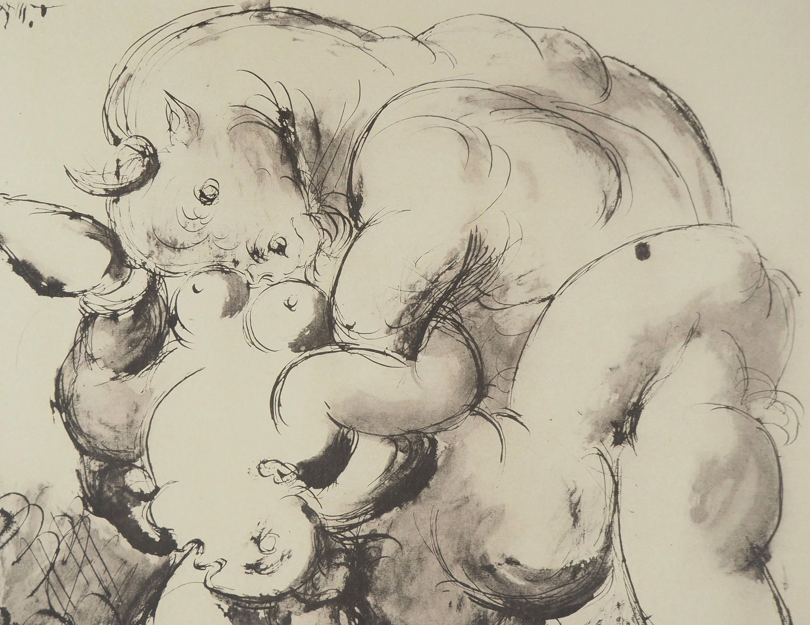 Pablo Picasso, Composition (Orozco 238), Picasso, La flute double, Limited Edition Lithograph (1 of 4)