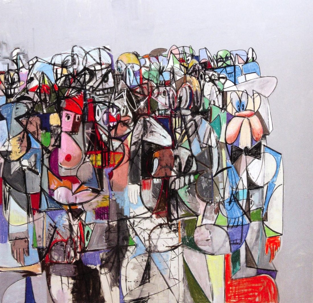 George Condo, Compression I, Drawing Paintings, Limited Edition Four Color Process Print: Four color process print on velin paper. Paper size: 10.75 x 9.25 inches. Excellent condition. Inscription: Unsigned and unnumbered, as issued. Notes: From the folio, George Condo, Drawing Paintings,