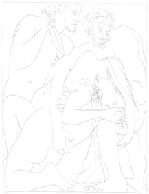 Pablo Picasso, Polyxene, fille de Priam, est egorgee sur la tombe d'Achille, Les Metamorphoses,