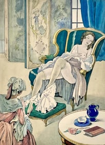 Umberto Brunelleschi, Composition, La Lecon d'amour dans un parc, Limited Edition Lithograph