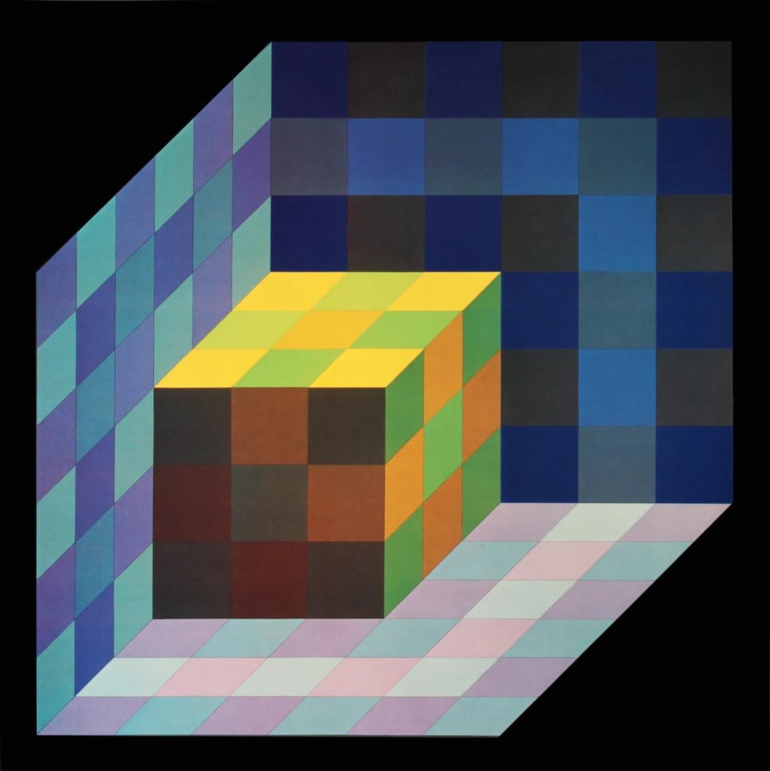 Victor Vasarely, Composition, Progressions I, Limited Edition Heliogravure (1 of 4)