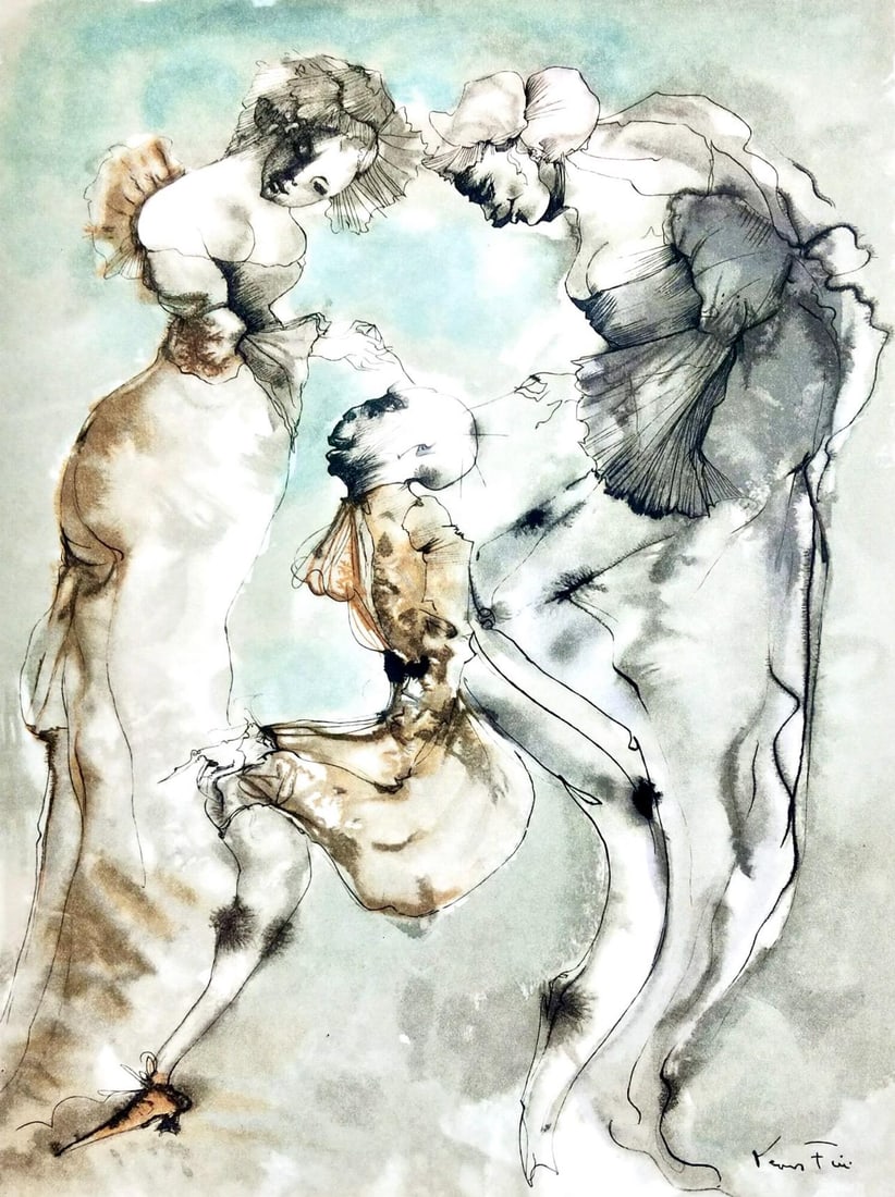 Leonor Fini, Les deux maitresses, Vingt fables de La fontaine, Limited Edition Woodcut (1 of 4)