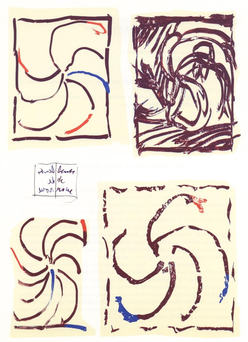 Pierre Alechinsky, Composition, Derriere le miroir, Limited Edition Lithograph (1 of 4)