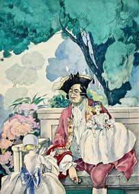 Umberto Brunelleschi, Composition, La Lecon d'amour dans un parc, Limited Edition Lithograph