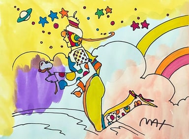 Peter Max, Superbly Free, Hand Signed, Mixed Media Watercolor and Silkscreen Painting