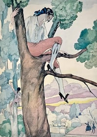 Umberto Brunelleschi, Composition, La Lecon d'amour dans un parc, Limited Edition Lithograph