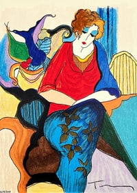 Itzchak Tarkay, Waiting, Signed, Limited Edition Silkscreen