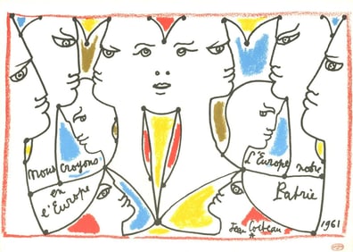 Jean Cocteau, Composition, Nous croyons en l'Europe, Limited Edition Silkscreen