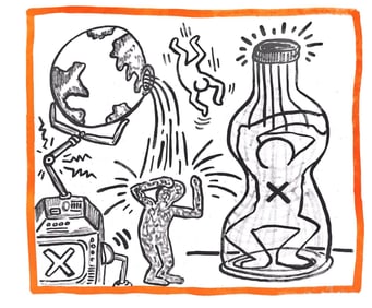 Keith Haring, Composition, Against All Odds, Limited Edition Lithograph