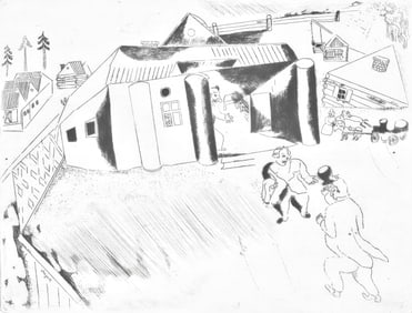 Marc Chagall, La maison de Sobakevitch (Cramer 17), Nicolas Gogol, Les Ames mortes, Limited Edition