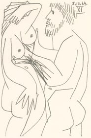 Pablo Picasso, 8.10.64. XI (Cramer 148), Le Gout du Bonheur, Limited Edition Mixed Media Lithograph