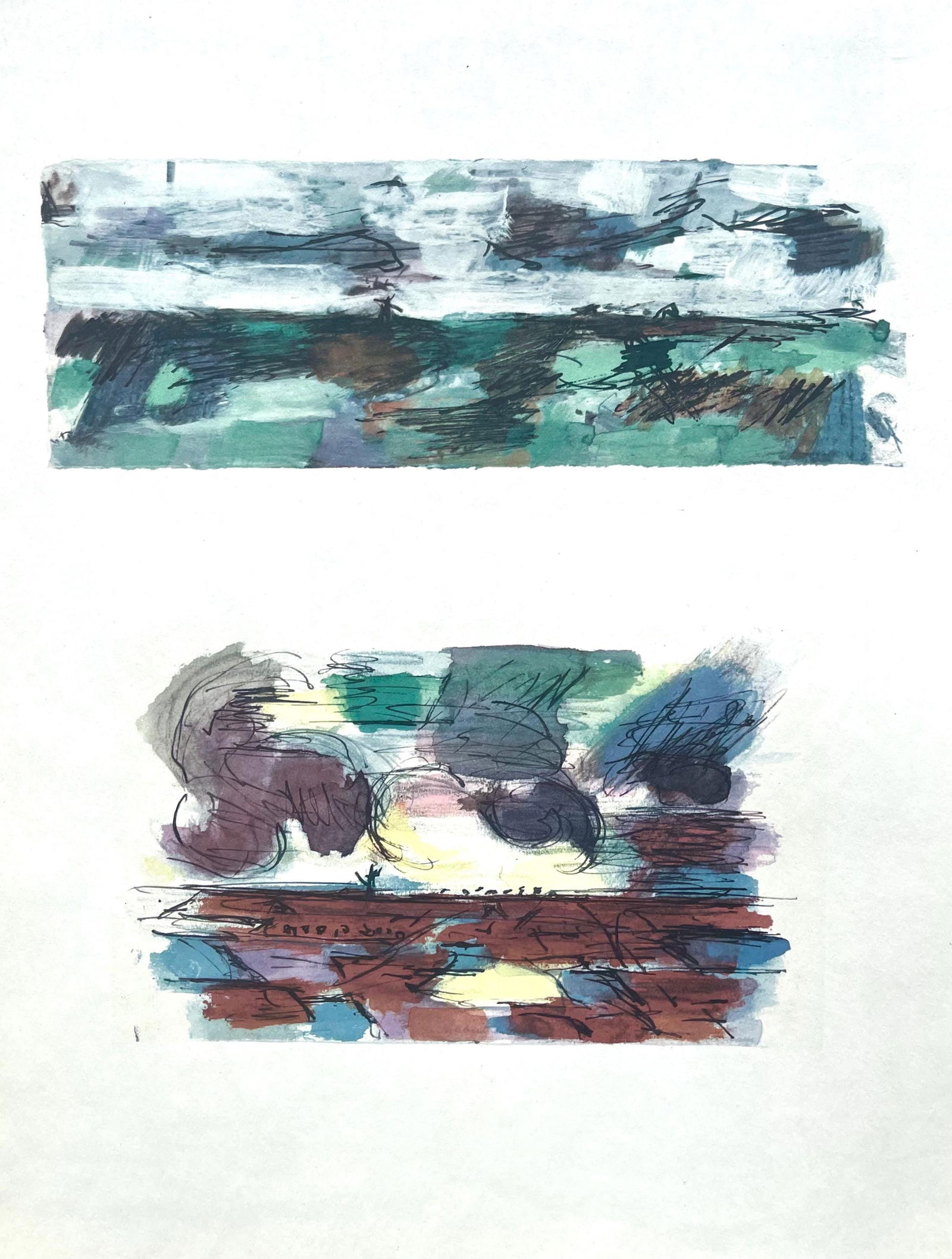 Jean Bazaine, Composition, Derriere le miroir, Limited Edition Lithograph (1 of 4)