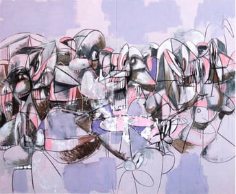George Condo, Purple Compression, Drawing Paintings, Limited Edition Four Color Process Print