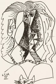 Pablo Picasso, 4.5.64. IV (Cramer 148), Le Gout du Bonheur, Limited Edition Mixed Media Lithograph