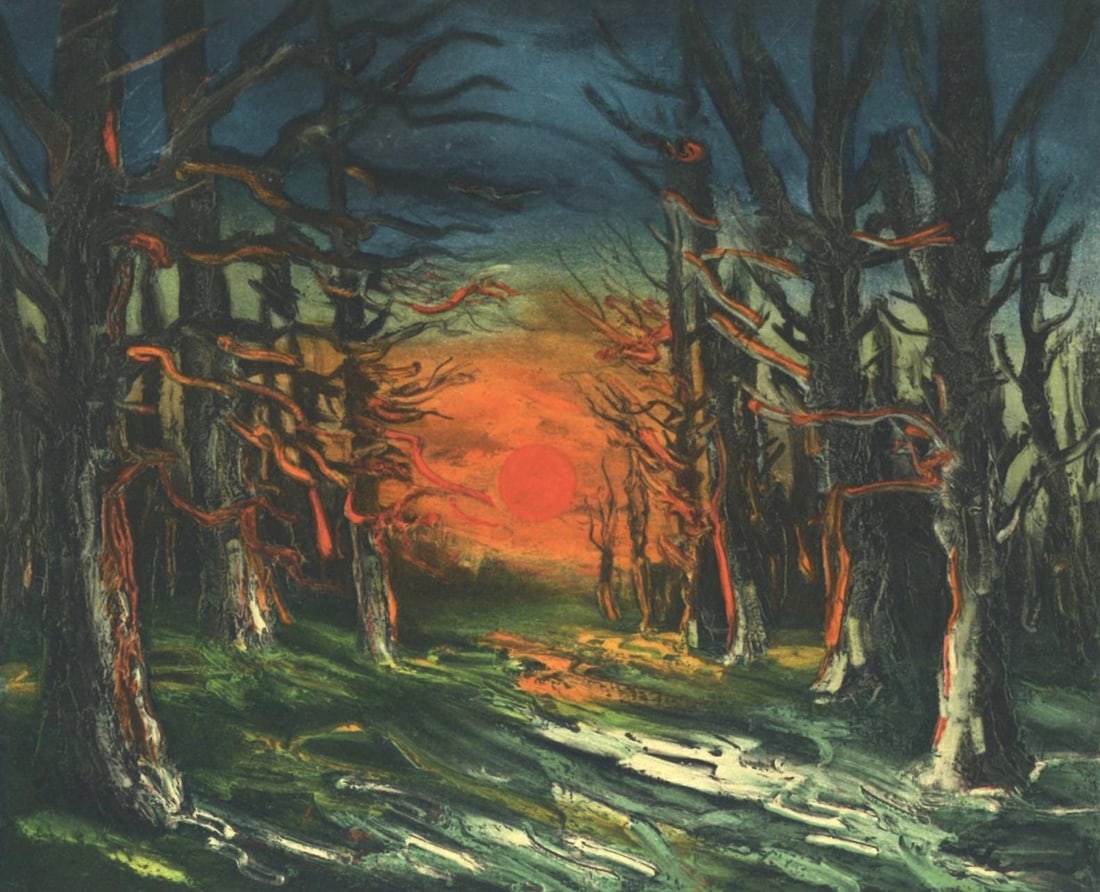 Maurice de Vlaminck, Coucher de soleil Foret de Senonches, Vlaminck, Signed, Limited Edition (1 of 4)