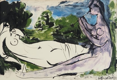 Pablo Picasso, Composition (Orozco 238), Picasso, La flute double, Limited Edition Lithograph