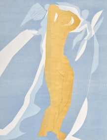 Andre Beaudin, Nu de femme en jaune et bleu, Regards sur Paris, Limited Edition Lithograph