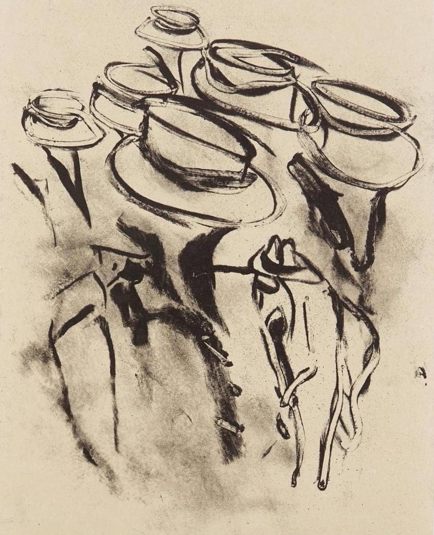 Willem de Kooning, Composition, Poems, Limited Edition Lithograph: Lithograph on papier Kitakata a la main, mounted on papier Cartiere Enrico Magnani a la main paper, as issued. Paper Size: 23.5 x 19 inches. Excellent condition. Inscription: Unsigned and unnumbered,