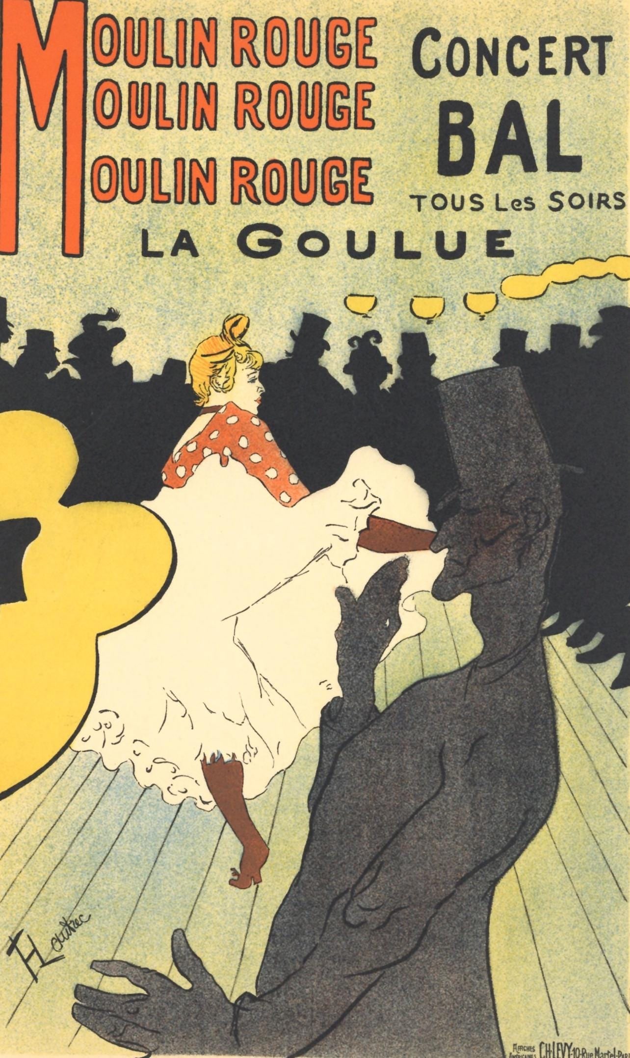 Henri de Toulouse-Lautrec, Moulin Rouge, La Goulue, Les Affiches De Toulouse-Lautrec, Limited: Lithograph on grand velin Filigrane a sa marque paper. Paper size: 12.5 x 9.75 inches; image size: 12.2 x 7.87 inches. Excellent condition. Inscription: Signed in the plate and unnumbered, as issued.