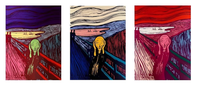 Andy Warhol, The Scream (after Edvard Munch), Green, Orange Pink, Suite of Three, Official Limited