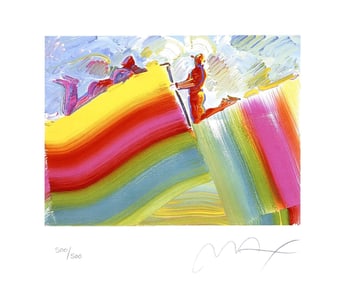 Peter Max, Two Figures On Rainbow, Hand Signed, Official Limited Edition Lithograph
