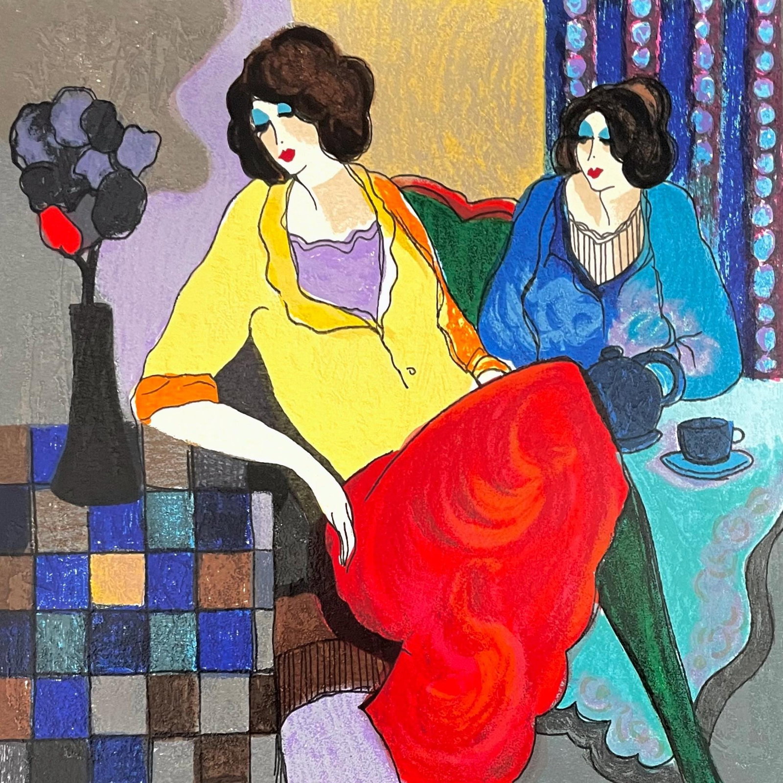 Itzchak Tarkay, Sisters, Signed, Limited Edition Silkscreen (1 of 4)