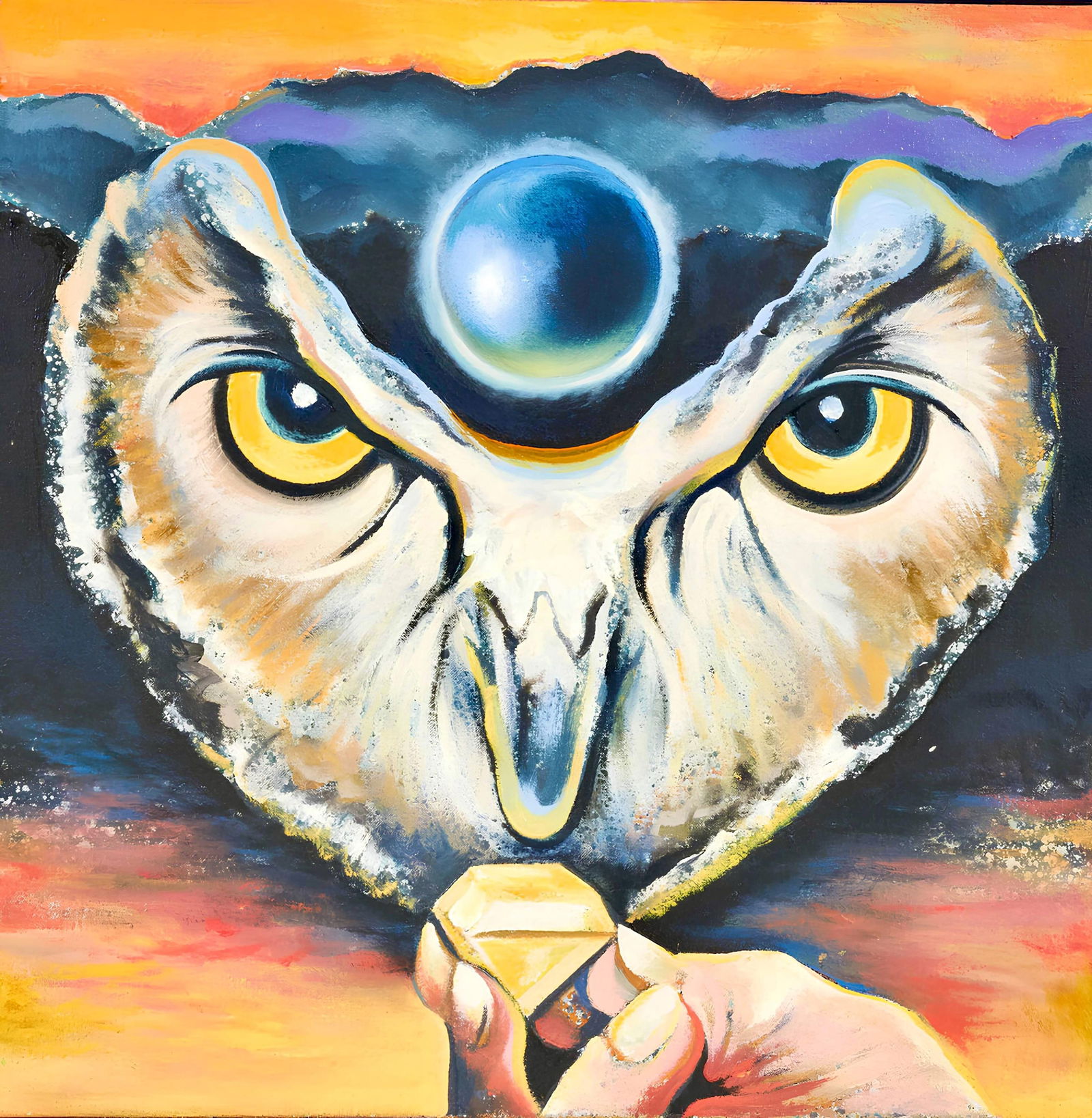 Lowell Nesbitt, Impossible Series (Owl), Original Painting (1 of 4)