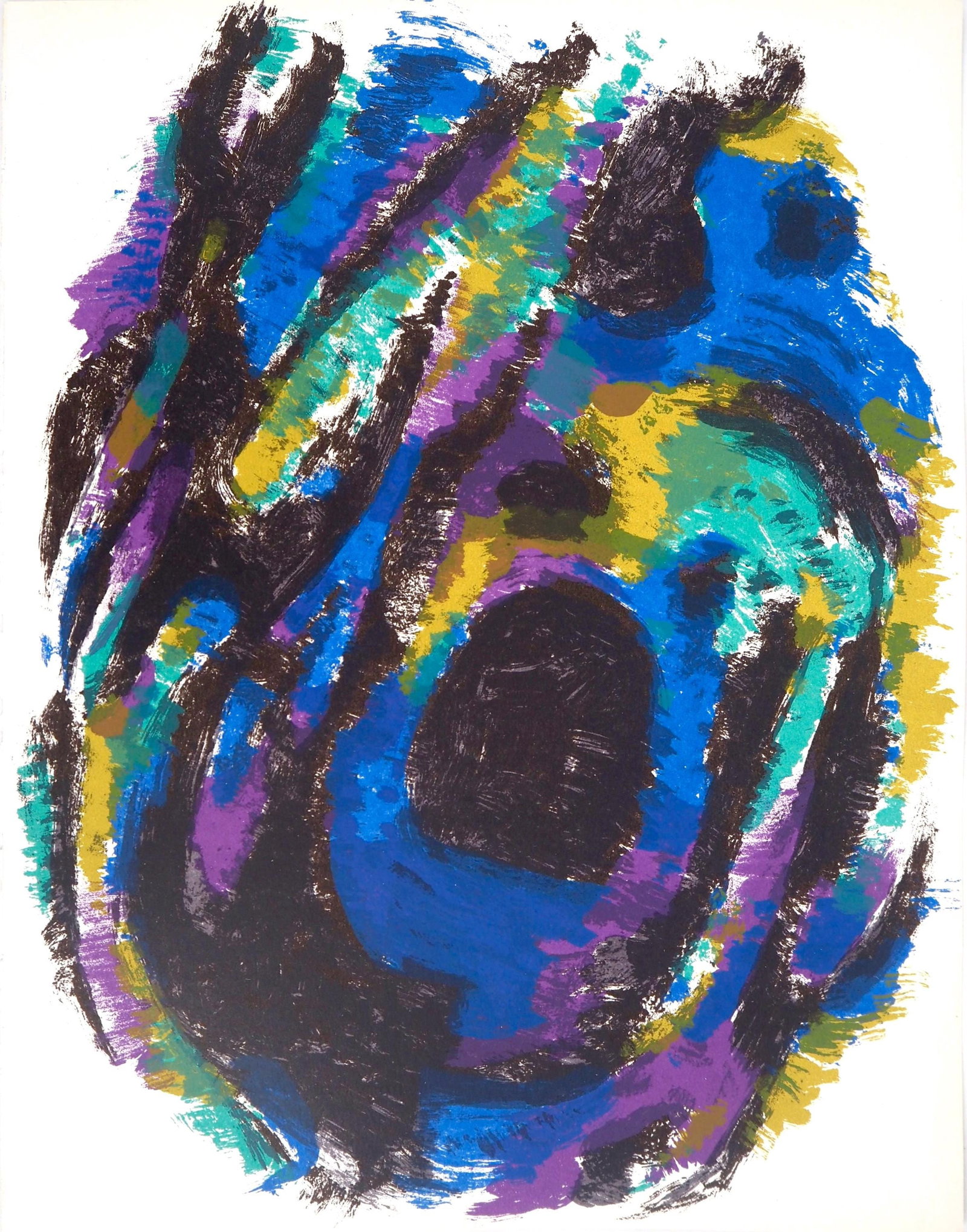 Alfred Manessier, Composition, XXe siecle, Limited Edition Lithograph: Lithograph on velin paper. Paper Size: 12.5 x 9.75 inches. Excellent condition. Inscription: Unsigned and unnumbered, as issued. Notes: From the volume, XXe Siecle, n deg15, 1960. Published and printe